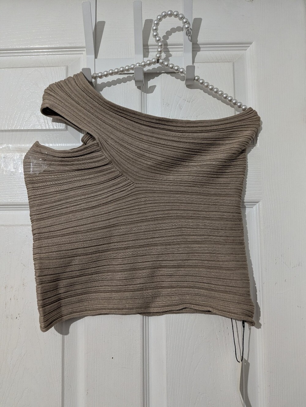 Commense Twisted One Shoulder Ribbed Knit Top - Picture 9 of 13